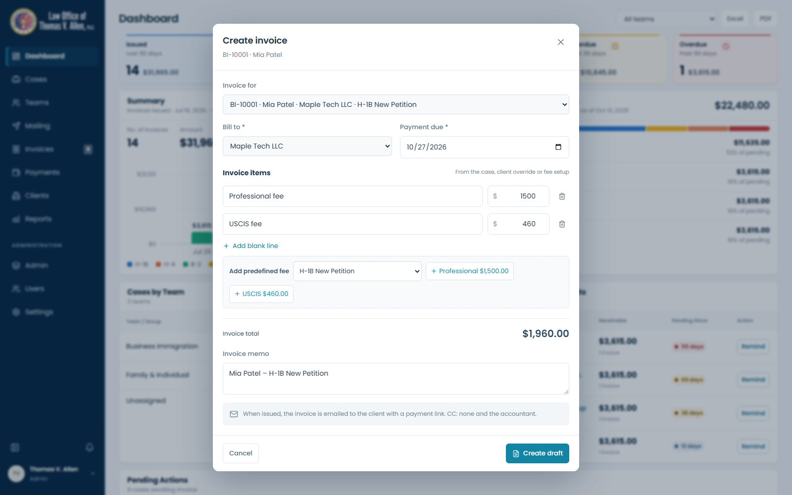 06 — Invoice fees and due date