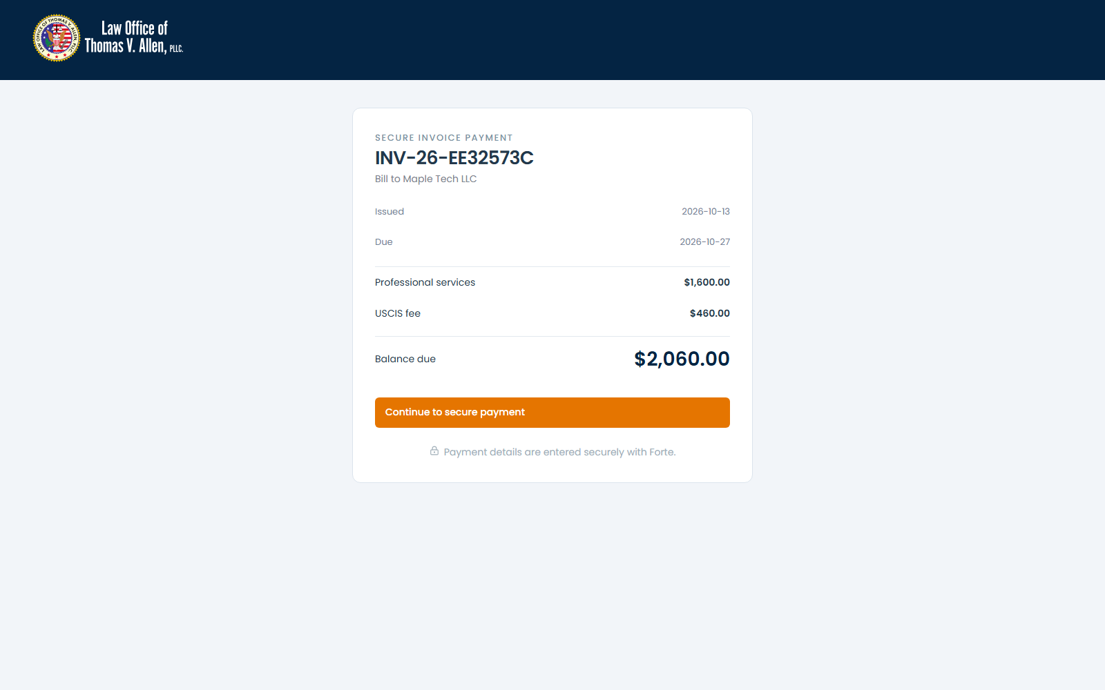 10 — Client payment page