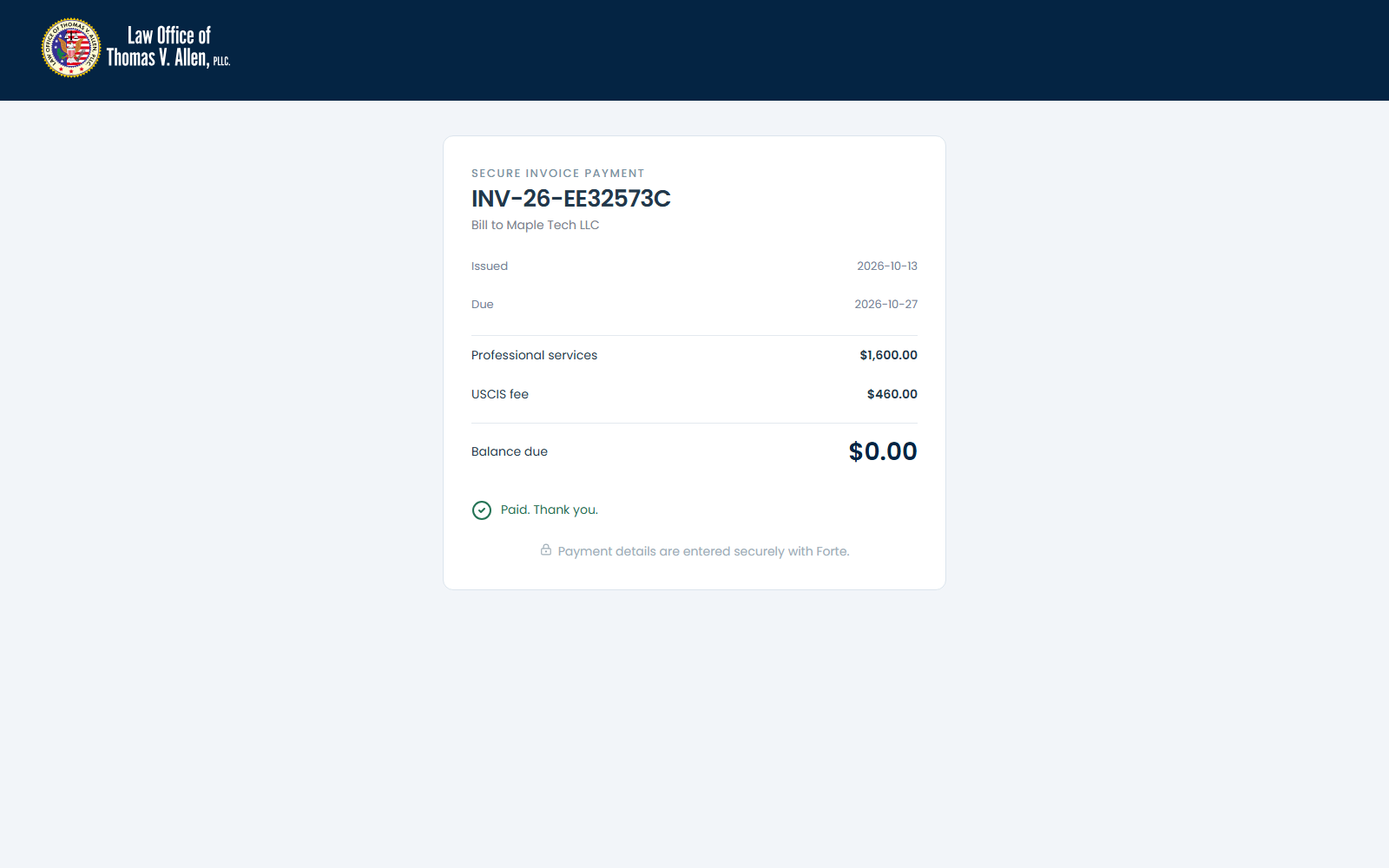 11 — Client paid confirmation