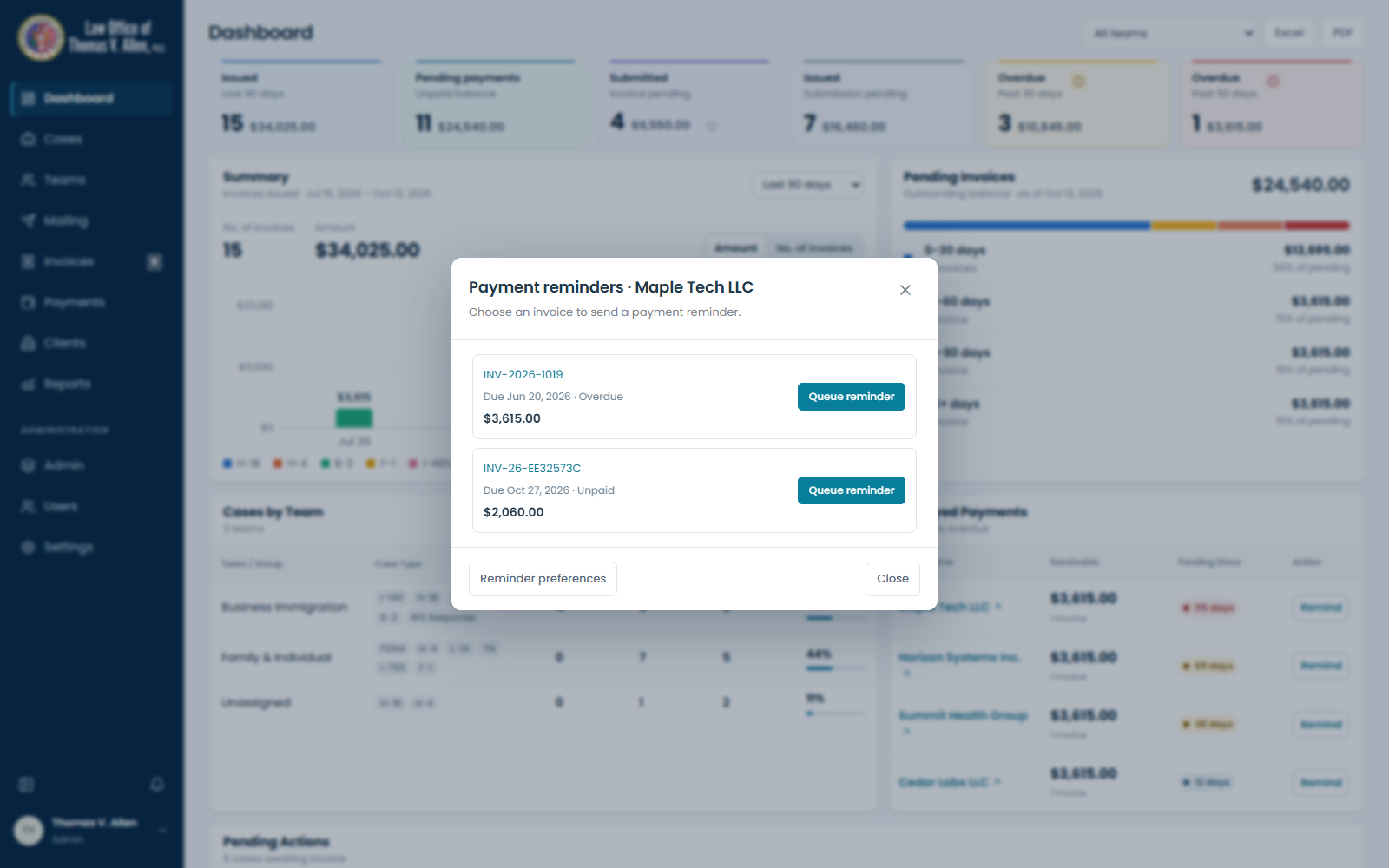 12 — Select invoice reminder